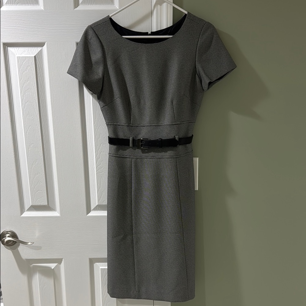 Tahari Gray Sheath Midi Dress for Work
